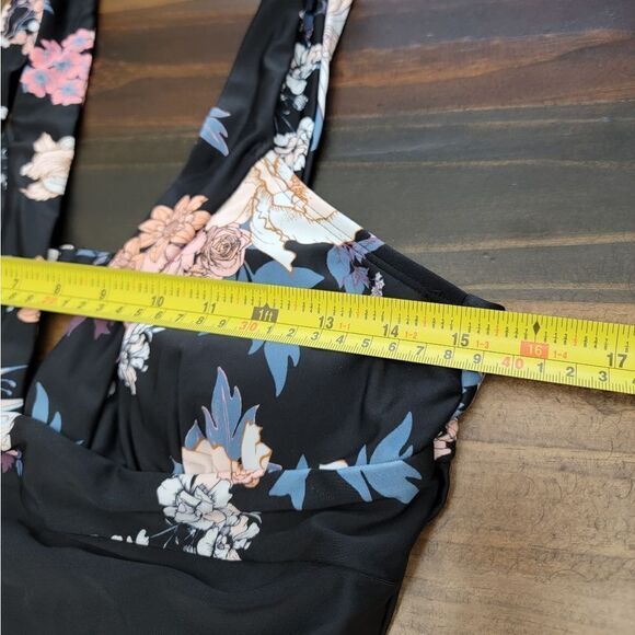 CUPSHE One Piece Swimsuit Backless V Neck Wide Straps Back Hook Floral Size L - Picture 7 of 11